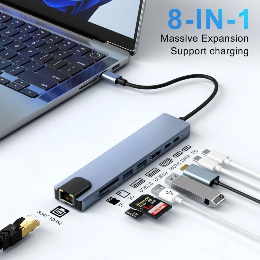 Hub USB C 8/7 en 1, Adaptador  - Home Assistant Sd reseña y precio
